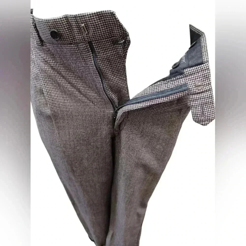 Burberrys 100% Wool Black and White Check Trousers Size Large - Picture 5 of 13
